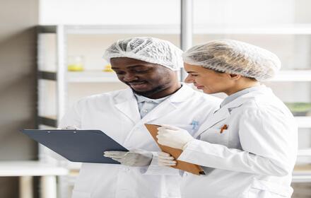 researchers biotechnology laboratory with tablet clipboard (1)