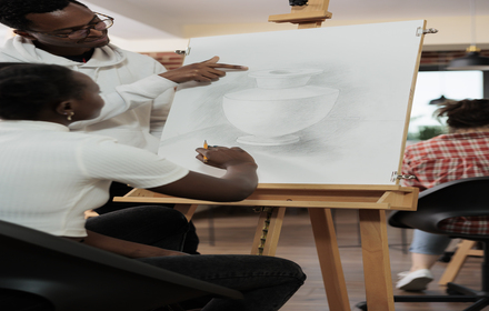 spending time with friends at art class